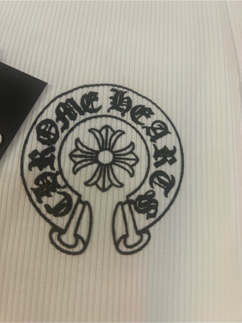 Chrome Hearts White Ribbed Tank with Black Gothic Logo - Picture 5 of 7